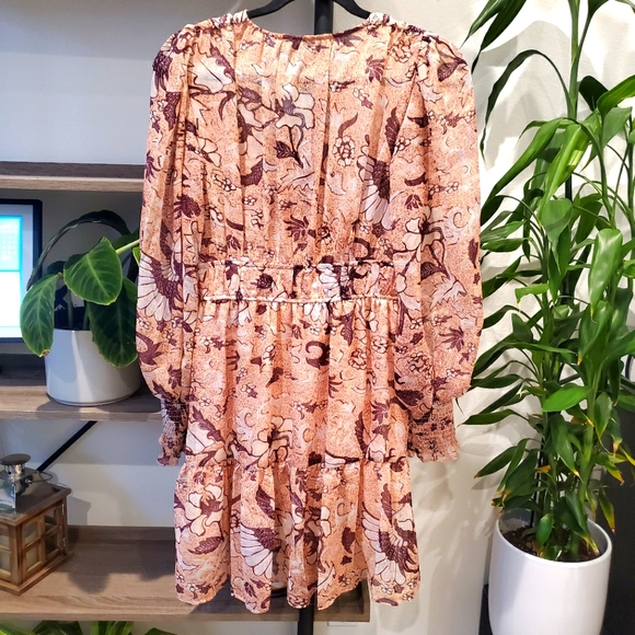 💎O.P.T Long Sleeve Bohemian Pink & Gold Mini Dress - Picture 5 of 8